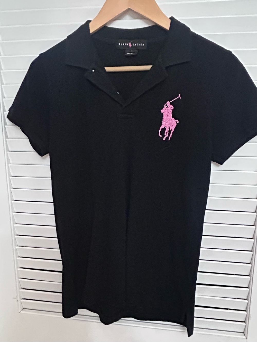 💕MAKE OFFER💕 Ralph Lauren Black Polo Pink Pony Sequin Logo Y2K Size Large - Picture 2 of 7